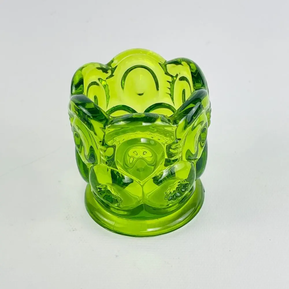 Vintage L.E. Smith Glass Green Moon & Stars Toothpick Holder / Votive - Picture 4 of 4